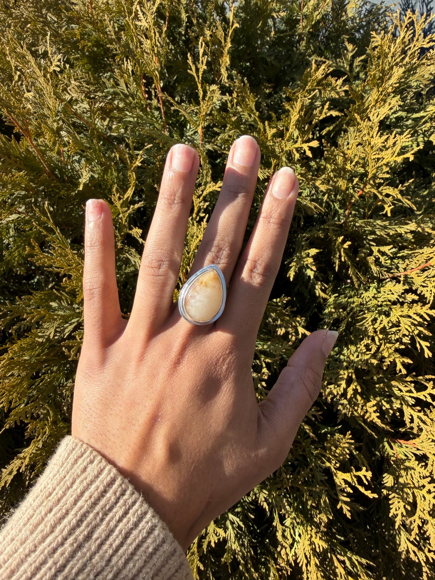 sterling silver + rutilated quartz ring