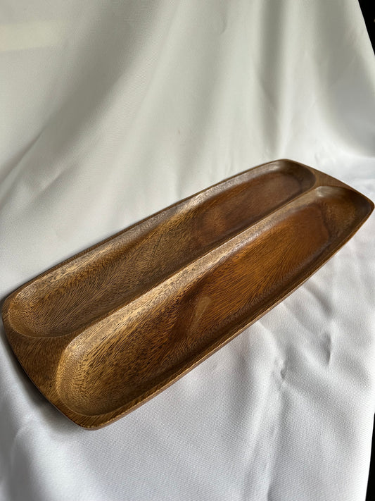 long teak serving platter