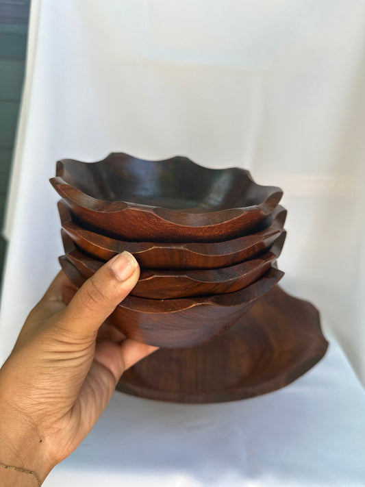 wood snack bowl set