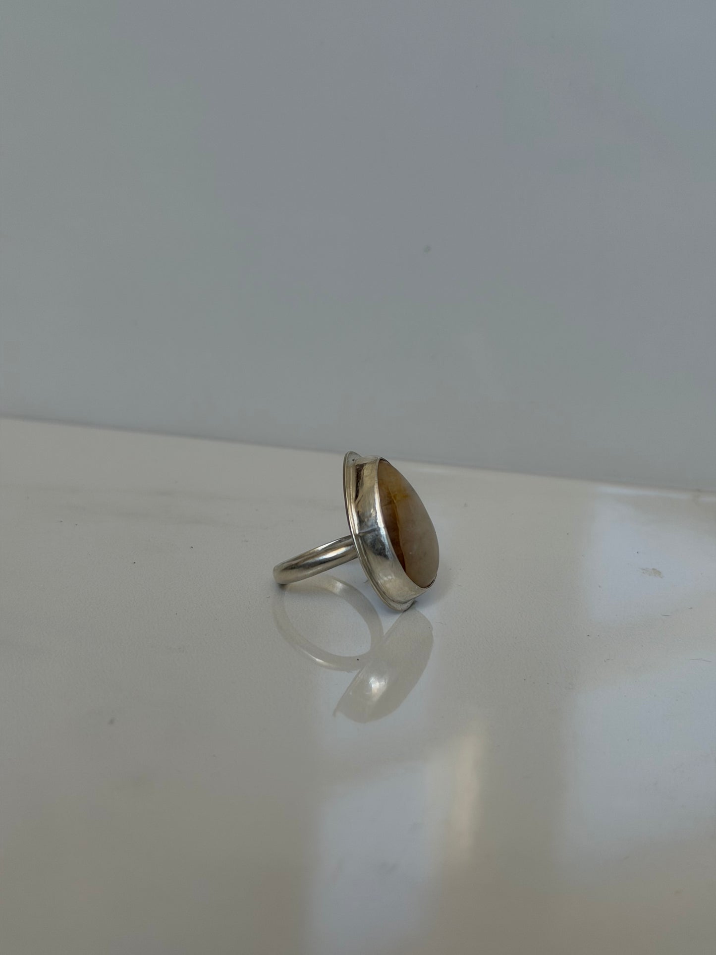 sterling silver + rutilated quartz ring