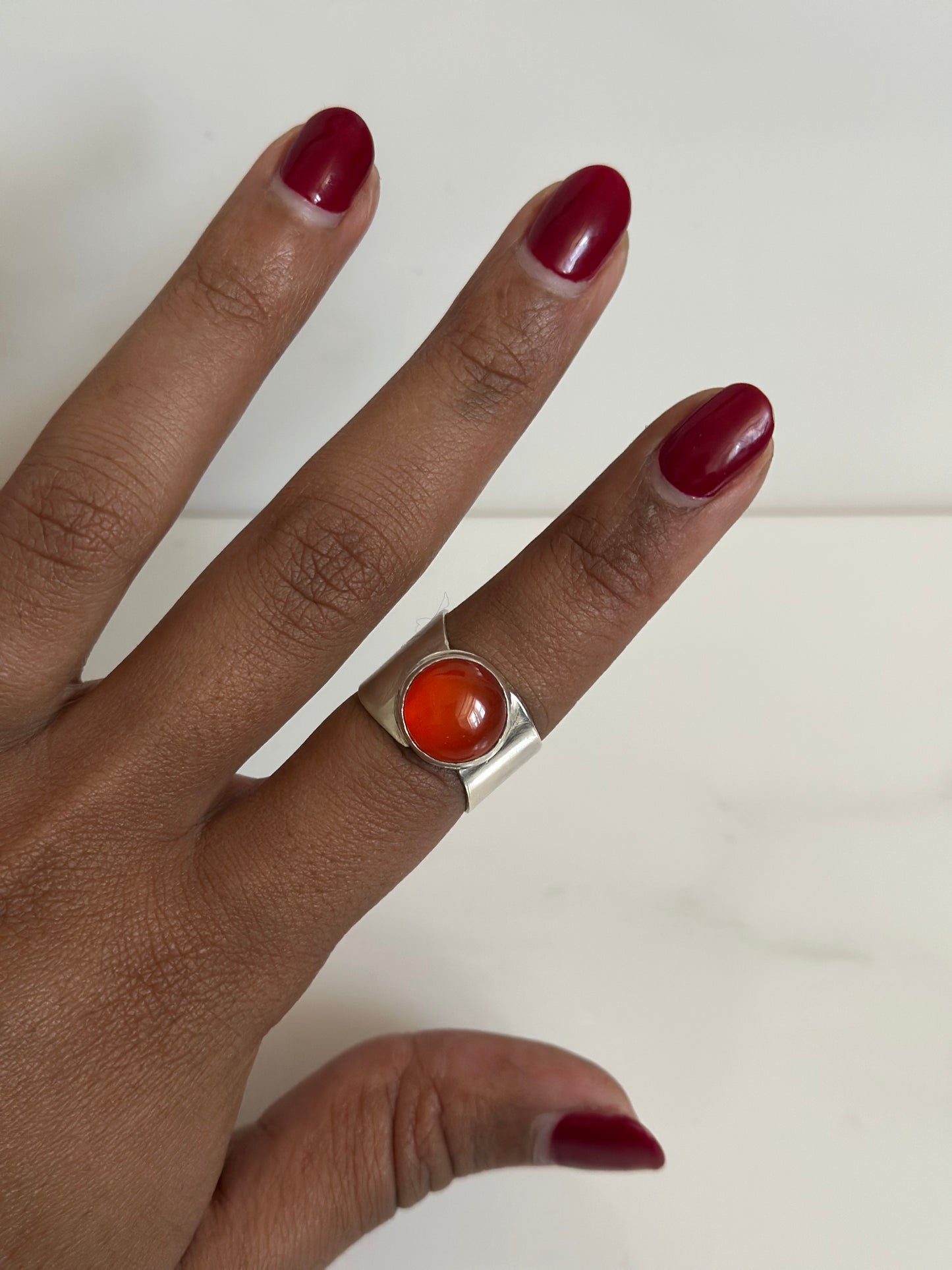 sterling silver + carnelian statement ring