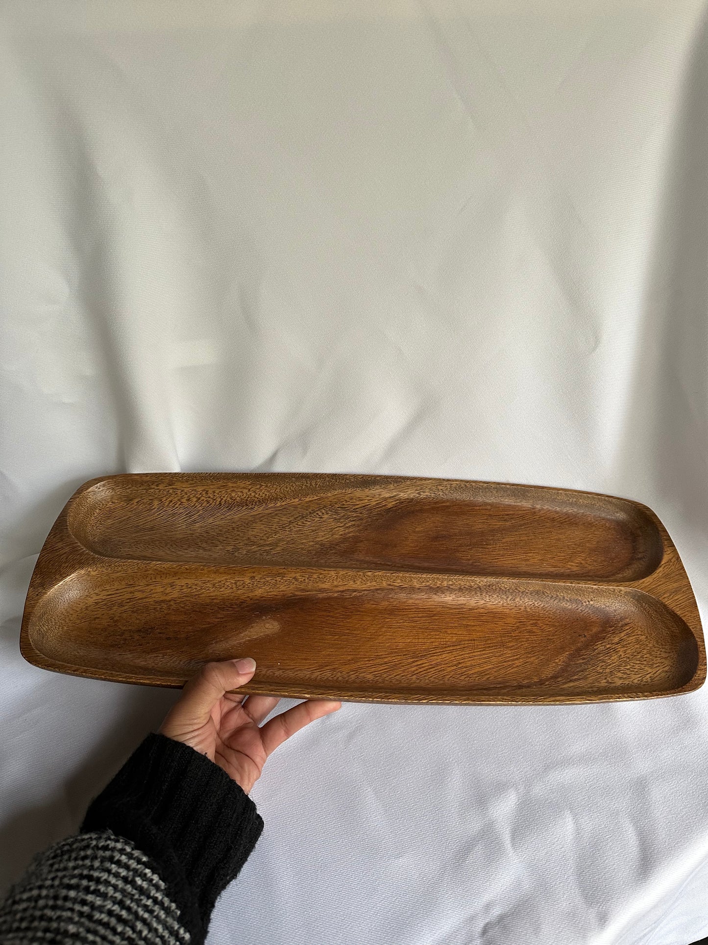 long teak serving platter