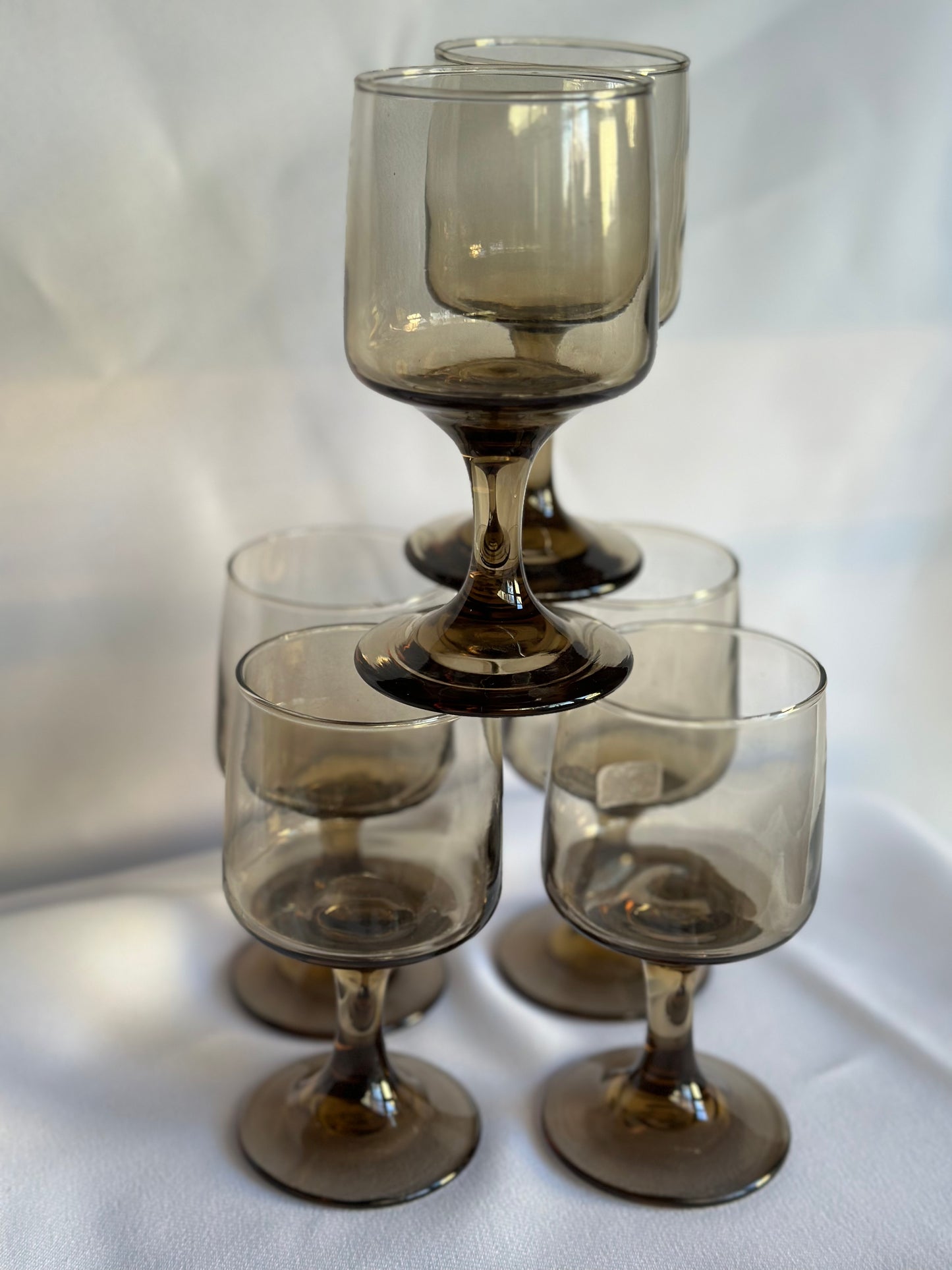 vintage libbey smoked glass goblets