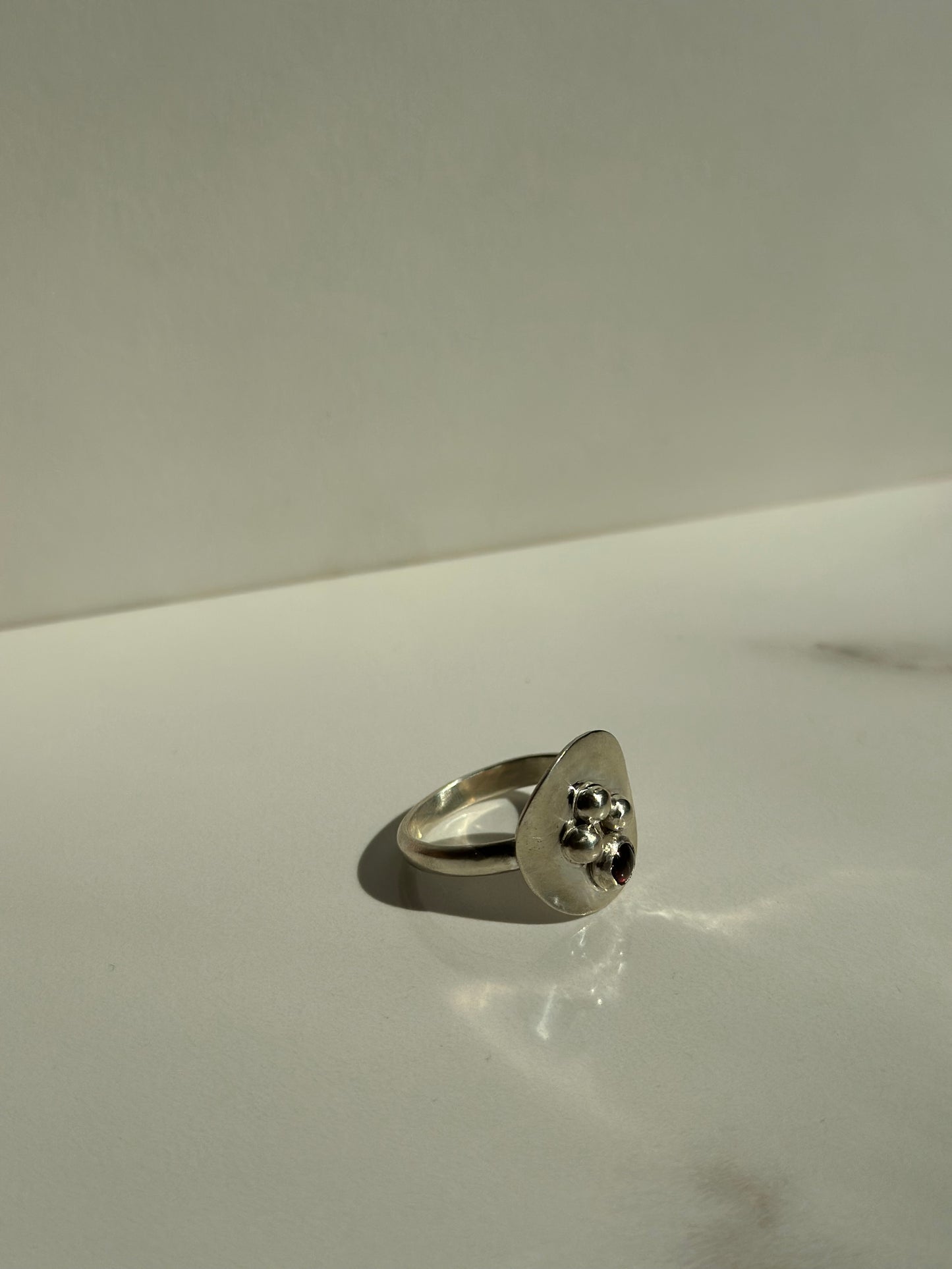 sterling silver + garnet ring