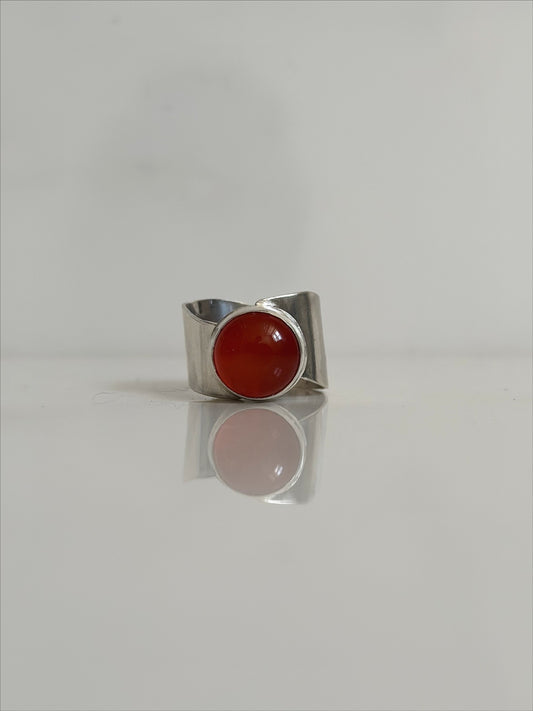 sterling silver + carnelian statement ring