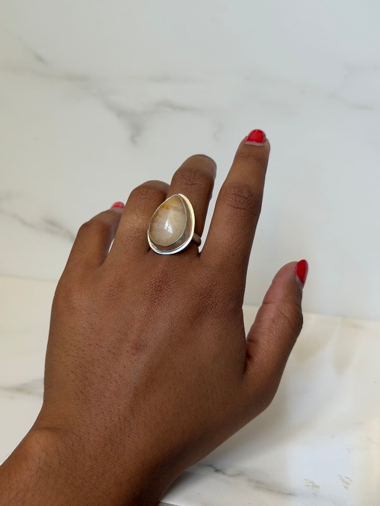 sterling silver + rutilated quartz ring