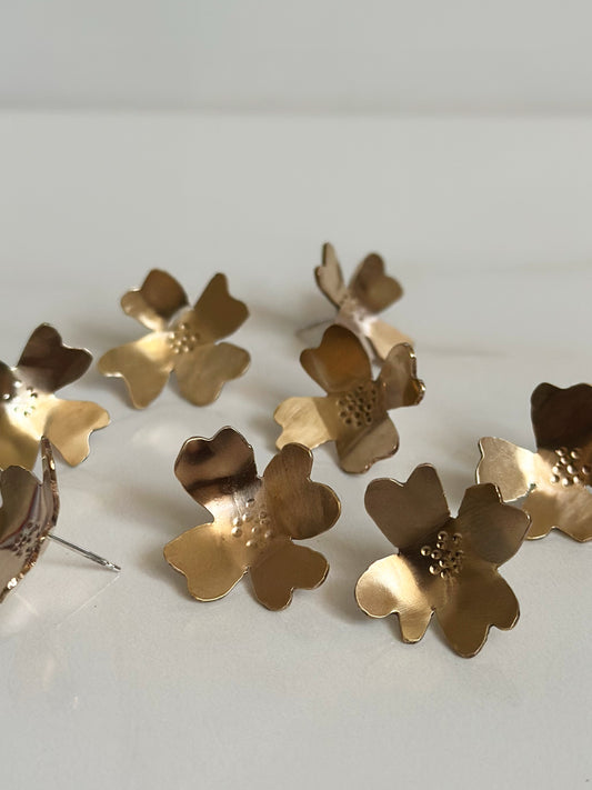 brass flower studs