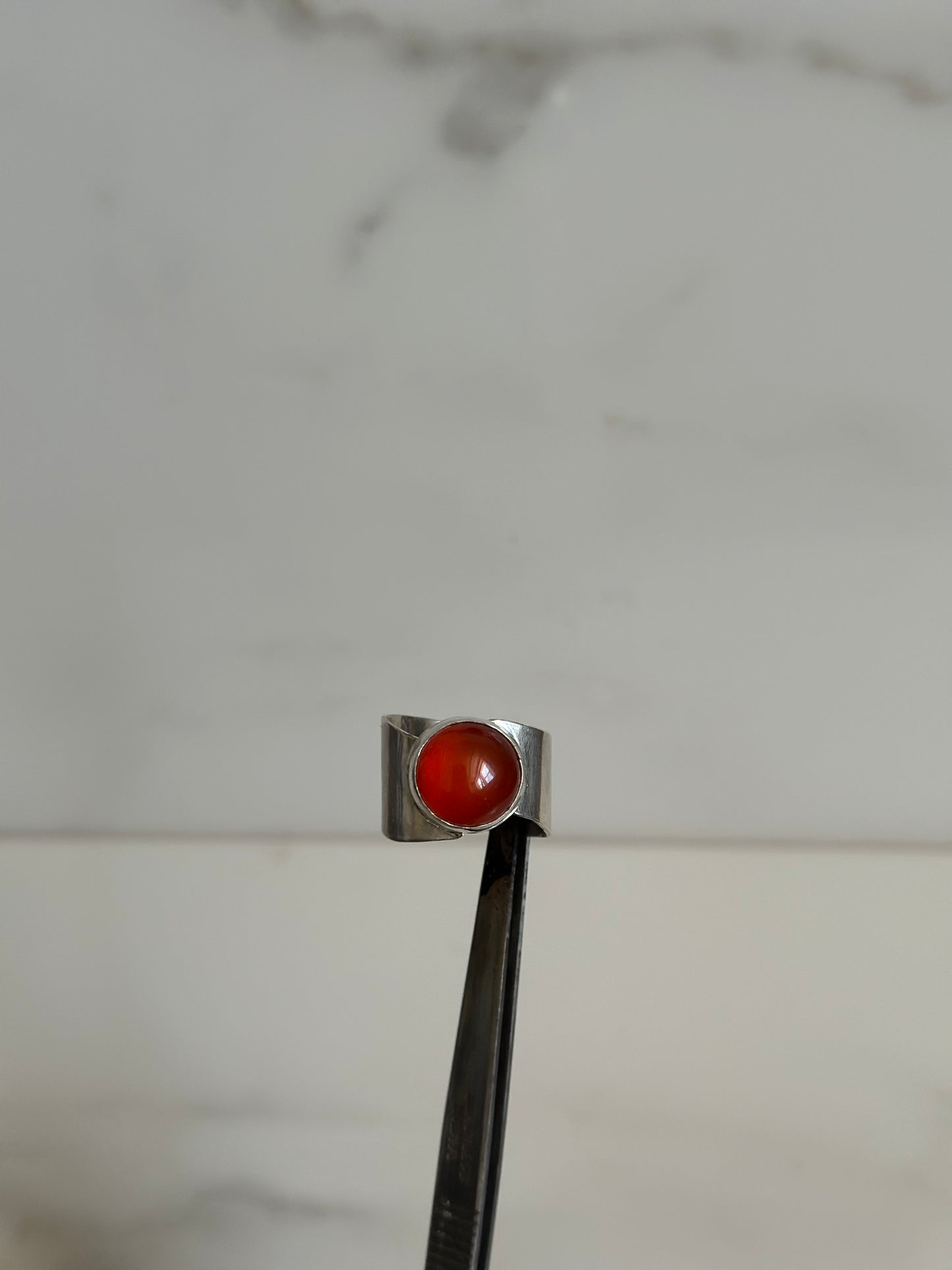 sterling silver + carnelian statement ring