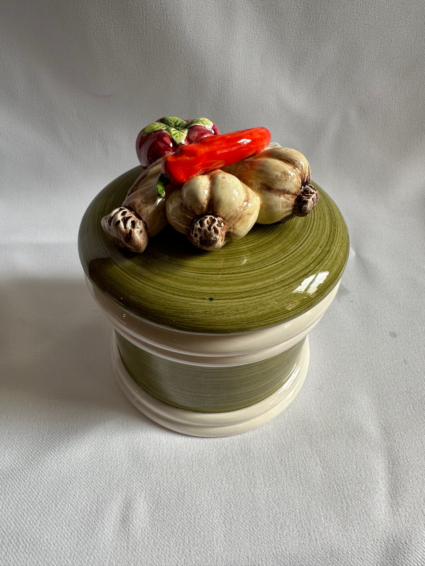 hand painted veggie-top canister